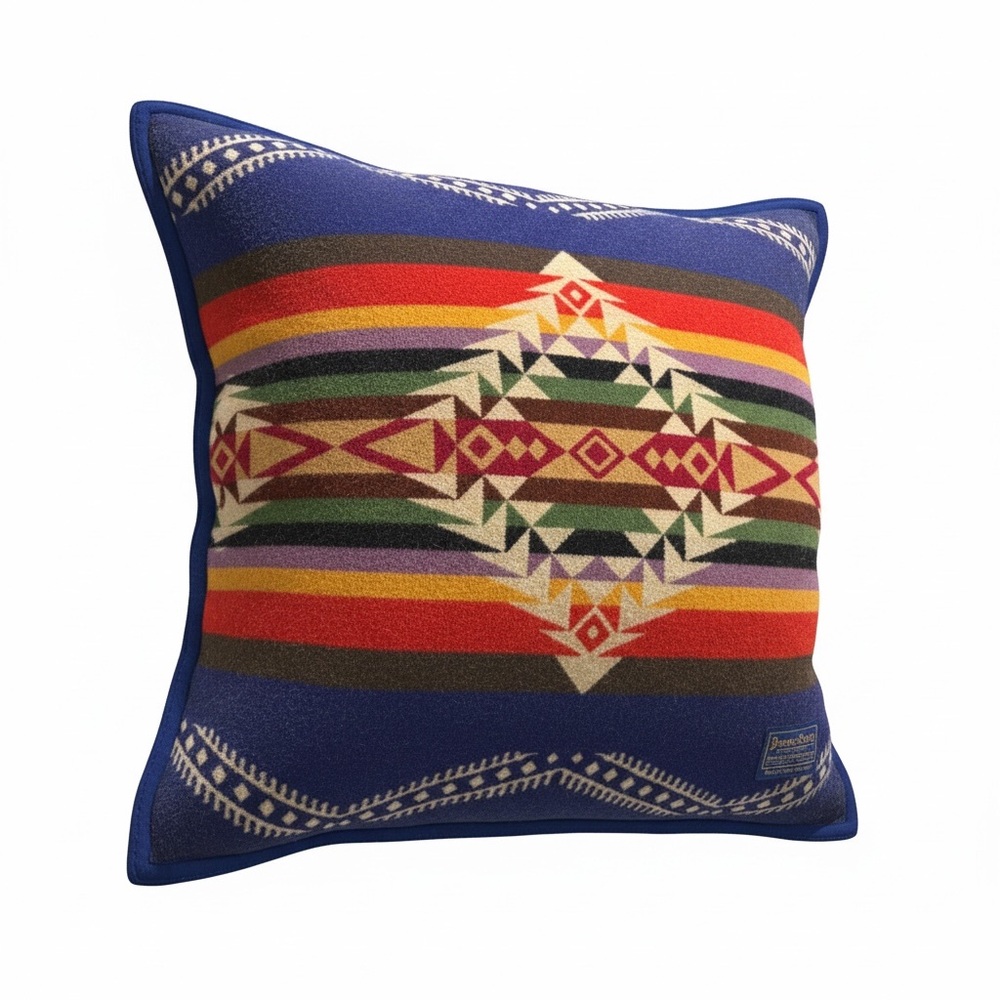 Vintage Blue Pendleton Beaver State Throw Pillow 21”